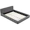 Queen Size Upholstered Platform Bed with Thick Fabric, Grounded Bed with Solid Frame, Queen Floor Bed Frame, Gray