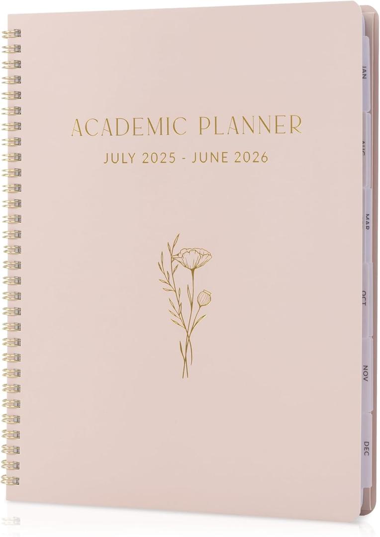 Aesthetic 2025-2026 Academic Planner - A Beautiful 8.5" x 11" Daily Planner for Women or Men with Weekly & Monthly Spreads For The 25-26 School Year - Runs From July 2025 - June 2026 (Light Pink)