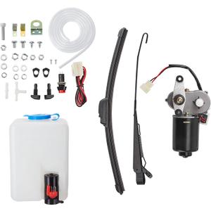 Kemimoto UTV Windshield Washer Pump Kit with 12V Windshield Wiper Motor Kit Compatible with Polaris RZR Ranger General Can Am X3 Defender Commander Golf Cart