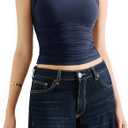 SUUKSESS Womens Square Neck Going Out Tank Tops Double Lined Summer Sleeveless Business Casual Shirt (Blue, XS)
