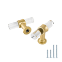 LONTAN 12 Pack Acrylic Kitchen Cabinet Knobs Gold Drawer Knobs Modern T Bar Clear Cabinet Door Handles White Kitchen Hardware for Dresser Bathroom, Zinc Alloy Base