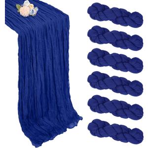 6 Pack Royal Blue Table Runner 10ft Boho Gauze Fabric Cheese Cloth Table Runner 35 x 120 Inch Rustic Sheer Runner for Holiday Baby Shower Home Dcor Party Wedding Decoration