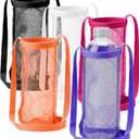 5 Pcs Water Bottle Holder with Adjustable Shoulder Strap Portable Mesh Bottle Carrier Bag with Pocket Accessories for Hiking Walking Travel Gym Vocation Holiday