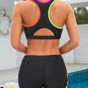 Tempt Me Women Two Piece Sports Bikini Athletic Swimsuits Racerback Crop Top with Boy Shorts Bathing Suits for Girls Vests (Black, XL)