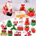 Ylapagne 28 PCS Christmas Miniature Ornaments Kit, Mini Resin Micro Landscape Figurines Ornaments, Christmas Trees Santa Claus Snowman Bells for DIY Christmas Party Supplies