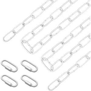 ECUDIS 20 Feet Pendant Light Fixture Chain, Lighting Hanging Chain Extension with Connection Locks, Lighting Chain Replacement for Chandelier, Plants, Fruit Basket (White)