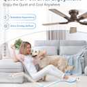 ZMISHIBO 42 Inch Ceiling Fan with Light, App&Remote Control, Flush Mount Low Profile, Dimmable 20W LED Light, Quiet Reversible Motor for Bedroom, Living Room, Apartment, Brown
