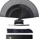 HandHeld Silk Folding Fan with Bamboo Frames 8.66"(22cm) Chinese/Japanese Style Hand Fan for Dancing Cosplay Wedding Party Props Decoration,Birthday gift (Black1)