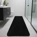 Long Bathroom Runner Rugs 70x24, Extra Soft and Absorbent Bath Mats, Non-Slip Shaggy Bath Rug for Bathroom Floor, Tub and Shower, Machine Washable, Quick Dry, Black