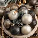 15 Pcs Neutral Textured Christmas Ball Ornaments 3.15 Inch Matte Rustic Brown Champagne Gold Bronze Xmas Baubles Vintage Modern Christmas Decorations for Tree Wreath Holiday Decor (Neutral)