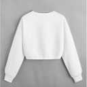 Floerns Women's Heart Graphic Sweatshirt Crew Neck Long Sleeve Drawstring Crop Casual Pullovers (White, S)