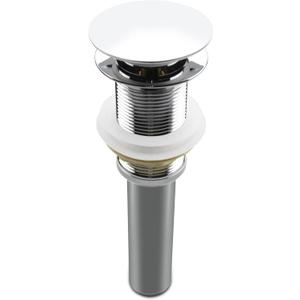 Bathroom Sink Pop Up Drain Assembly Without Overflow Fits 1.57 to 2.36 Inch Sink Openings with 1-1/4 Inch Tailpiece Large Cap Solid Brass Drain Stopper (Polished Chrome)