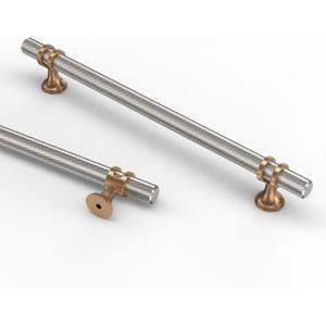 Asidrama 10 Pack 6.3 Inch(160mm) Knurled Satin Nickel and Champagne Bronze Kitchen Cabinet Handles, Cabinet Pulls Kitchen Cabinet Hardware Cupboard Handles Drawer Pulls (6.3" Hole Center, Nickel-Champagne Bronze)