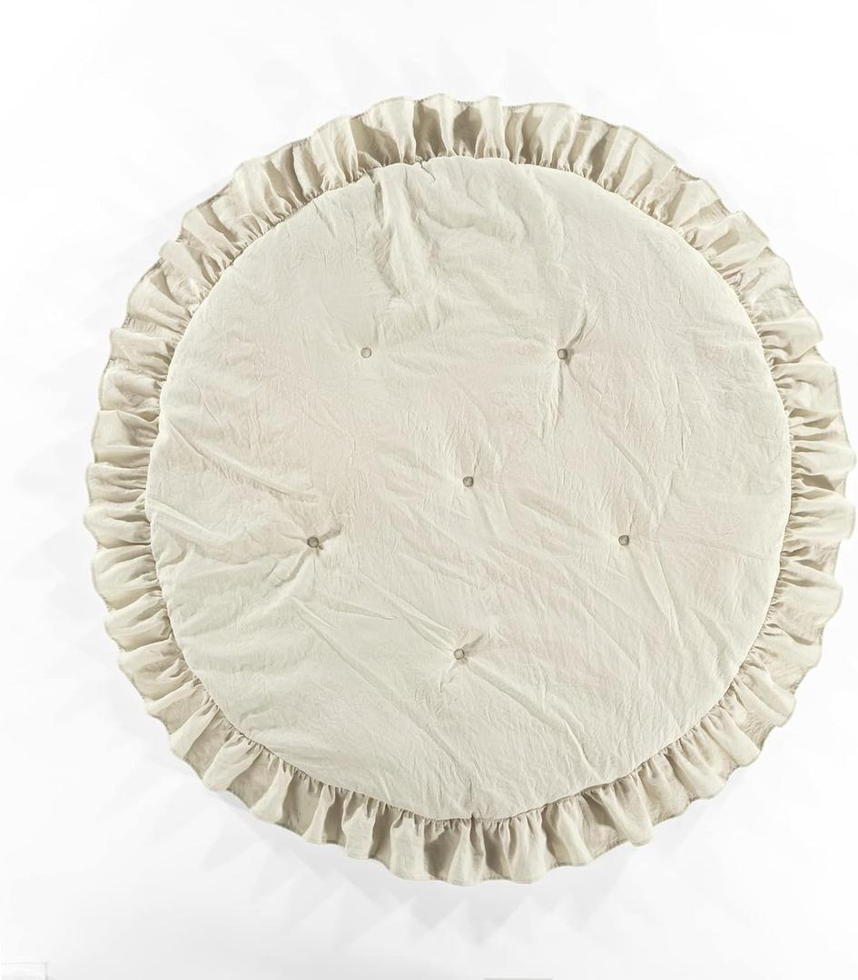 Lush Decor Baby Round Ruffle Play Mat, 36" Diameter, Neutral