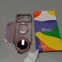 Meifigno Magnetic Case Designed for iPhone 17 Pro Max with Removable Phone Ring Stand, Glitter Card & Wrist Strap, Compatible with MagSafe, Built-in Mirror, Phone Ring Holder + Case Kit, Rose Gold