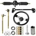 JNDO Go Kart Steering kit 380mm Steering Shaft+340mm Rack and Pinion+300mm Steering Wheel+150mm Steering Column+240mm Tie Rods+80mm Sleeve Suitable for Buggy Quad Go Kart Golf UTV