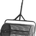 24 Inch Compost Spreader and Peat Moss Spreader, 24" Lawn Spreader Roller Spreader with Height Adjustable T Shaped Handle, Steel Mesh Basket Garden Spreader for Spreading Manure Topsoil, Black