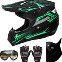 Dirt Bike Helmets, DOT Approved Green Motocross Helmet(XL)