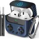 Lnesore for Airpods 4 Case with Lock,Compatible with Airpods 4 with Active Noise Cancellation Cases,Classic Cool Funny Game Console Air pods4 Case Cover for Men Boy with Cleaner Kit(Navy Blue)