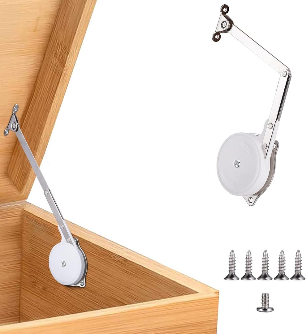 1 Pack | Toys Box Hinges Soft Close - HBL’ Lid Support Chest Hinges for Wooden Toy Box, Cedar, Storage Trunk & Benches, Made of Zinc Alloy, Safety & Heavy Duty
