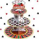 Casino Cupcake Stand 3 Tier for 24 Cupcakes Poker Dice Theme Cardboard Cake Dessert Holder Tower for Las Vegas Night Party Decoration Casino Decorations Adult Birthday Casino Themed Party Supplies