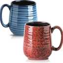 Hasense Large Coffee Mugs Set of 2, Ceramic 20 oz Coffee Cups for Office and Home, Modern Coffee Mug with Big Handle for Latte Coffee Tea Soup as Gifts, Dishwasher & Microwave Safe, Blue and Red 