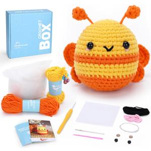 Crochet Kit for Beginners - Bee Crochet Kit, Learn to Crochet, All You Need in, Videos, Instructions, Soft Yarn, Birthday Gift for Adults