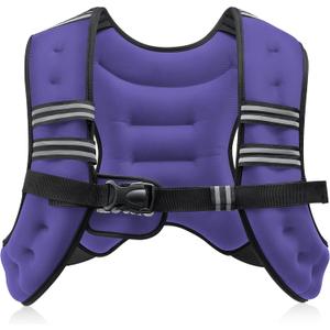 ZELUS Weighted Vest, 6lb/ 8lb/ 12lb/ 16lb/ 20lb/ 25lb/ 30lb Weight Vest with Reflective Stripe for Workout, Strength Training, Running, Fitness, Muscle Building, Weight Loss, Weightlifting, Violet(8 lb)