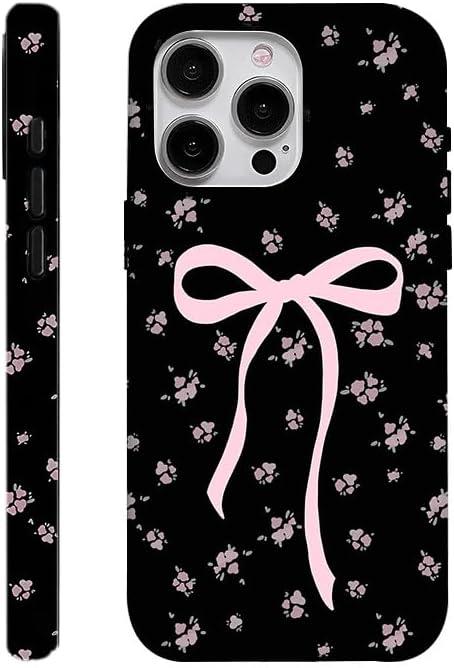 Case for iPhone 16 Pro [Compatible with MagSafe], Cute Pink Flower Bow Phone Case for Teen Girl Women Kids Scratch Resistant Shockproof