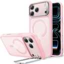 ESR for iPhone 17 Pro Max Case with Stash Stand, Compatible with MagSafe, Military-Grade Drop Protection Magnetic Phone Case, Scratch-Resistant Back Cover,Frosted Bubblegum Pink