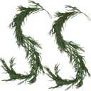 2pcs 6ft Christmas Garland, Artificial Norfolk Pine Garland, Real Touch Greenery Garlands for Mantle, Cedar Garlands for Christmas Decorations Indoor Outdoor (6 FT)