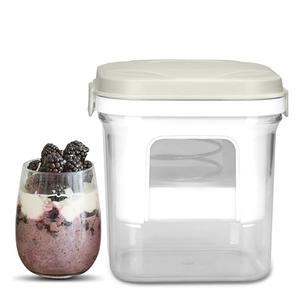 Party Desserts Greek Yogurt Strainer with Lid, Yogurt Maker, Yoghurt Filter with Ultra Fine Nylon Mesh Strainer & Pressure Filtration, 1.5Qt Thick & Creamy Greek Yogurt, BPA-Free, Almond