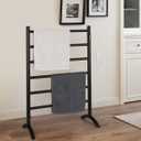 Freestanding Towel Warmer 6 Bars Plug-in Option 3 Working Modes Black Stainless Steel 24" W x 34" H