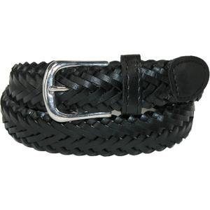 CTM Boys' Leather 3/4 Inch Adjustable Braided Dress Belt (X-Large, Black)