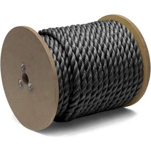 310741 150 ft (45.7 m) x 3/4 in (19 mm) Twisted Polypropylene Rope, 1000 lbs Load Capacity, Black