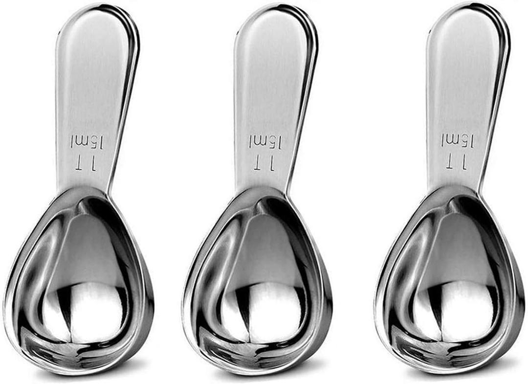 Coffee Scoop Set, Stainless Steel Coffee Spoons Short Handles, Tablespoon Measure Spoon Set Fit Coffee, Loose Tea, Sugar Or Flour(3 pieces, 15ml)
