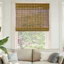 CHICOLOGY Bamboo Roman Shade, Cordless Light Filtering Woven Wood Window Treatment for Living Room, Dining Room, Kitchen & Office, Natural Bamboo Blinds for Boho Coastal Decor, Fox, 35"W x 64"H