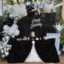 Fanqisi Black Table Cloths Satin Table Cover 50x80 Inches for Baby Shower Wedding Boys Birthday Party Table Decoration
