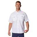 Columbia Mens PFG Bahama II Short Sleeve Fishing Shirt, White, Medium