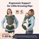 BabbleRoo 6-in-1 Baby Carrier with Hip Seat, Ergonomic Newborn to Toddler Carrier 7–50 lbs, Front Back Hip Carry, Lumbar Support, Sun Hood, Safety-Certified, Seaweed Green
