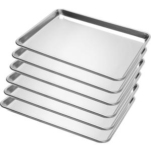 BIEAMA 6 Pack Half Size Baking Sheet Pan Aluminum Commercial Pan for Oven Freezer Bakery Hotel Restaurant 18" 13"