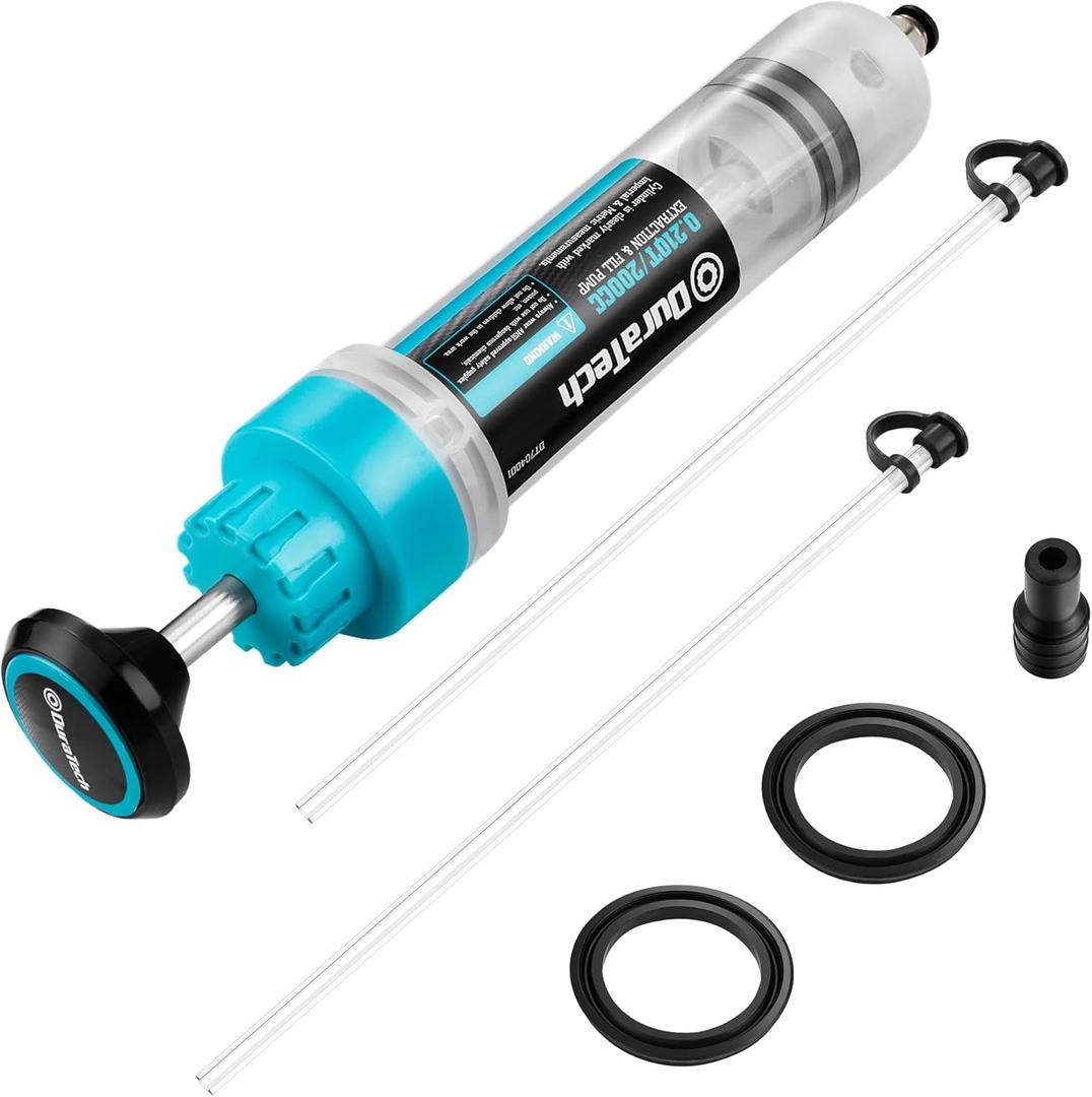 DURATECH 200CC Fluid Extractor Automotive, Fluid Pump with Long Extension Tubes, Oil Syringe with Powerful Suction, Fluid Extractor Pump for Extracting Engine Oil, Transmission Oil and Brake Fluid