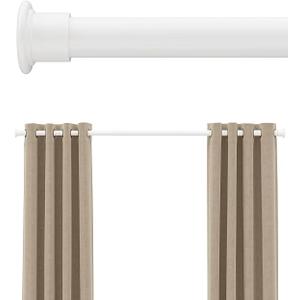 Extra Long No-Drill Tension Curtain Rod 40-166 Inches (4-14Ft), Heavy Duty Adjustable Rod for Outdoor Patio Curtains, Large Windows, Room Divider & Bathroom, White