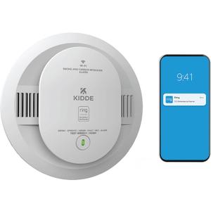 Kidde Smart Smoke and Carbon Monoxide Detector, Ring App Enabled for Real-Time Notifications, Hardwired Alarm, AA Backup Battery, Exp 06/11/2033