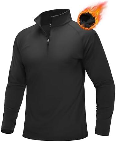 MAGCOMSEN Men's Quarter Zip Pullover Long Sleeve Sweatshirts Fleece Lined Golf Pullover Thermal Gym Workout Tops, XL