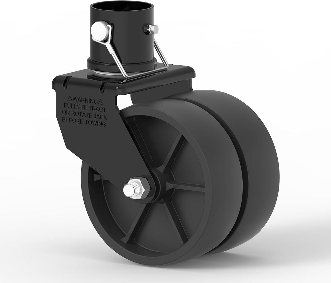 2000lbs Dual 6" Trailer Jack Swivel Caster, Wheel Replacement with Pin, Black