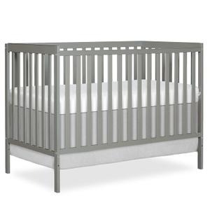 Dream On Me Synergy 5-in-1 Convertible Full-Size Baby Crib with Toddler, Day & Full Bed Conversion in Cool Grey, GreenGuard Gold & BSA, 3 Mattress Heights, Sustainable Pinewood