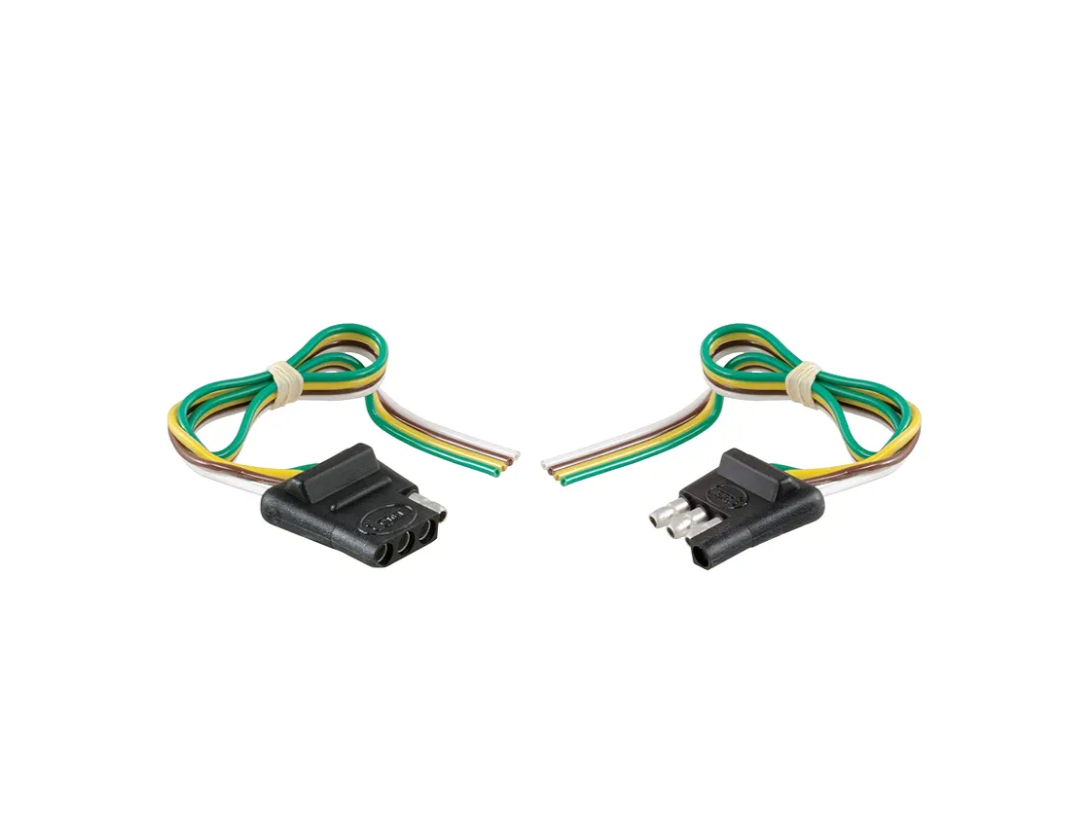 CURT 58304 4-Pin Flat Wiring Harness, 12-Inch Vehicle-Side and Trailer-Side Wires