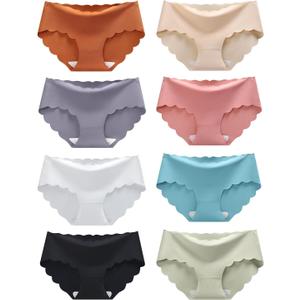 Demifill Teen Girls Seamless Underwear Tagless No Show Panties for Teens Pack of 8 Multipack (9-10 Years, Mixed Colour/001)