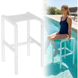 24 Inch Swim Up Pool Stools for Underwater Use Heavy Duty Stainless Steel Submerged Pool Chair for in Pool Pre-Weighted Pool Stools Waterproof Poolside Chair for Pool Lounging Pool Bar Patio Deck